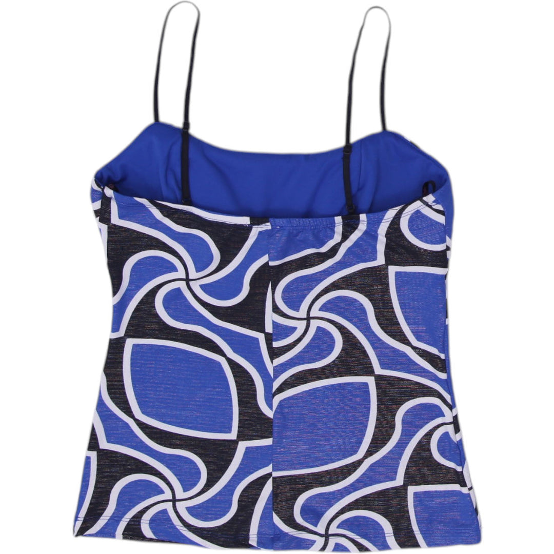 Y2K Ladies Candies Camisole Blue Abstract Pattern Spaghetti Strap