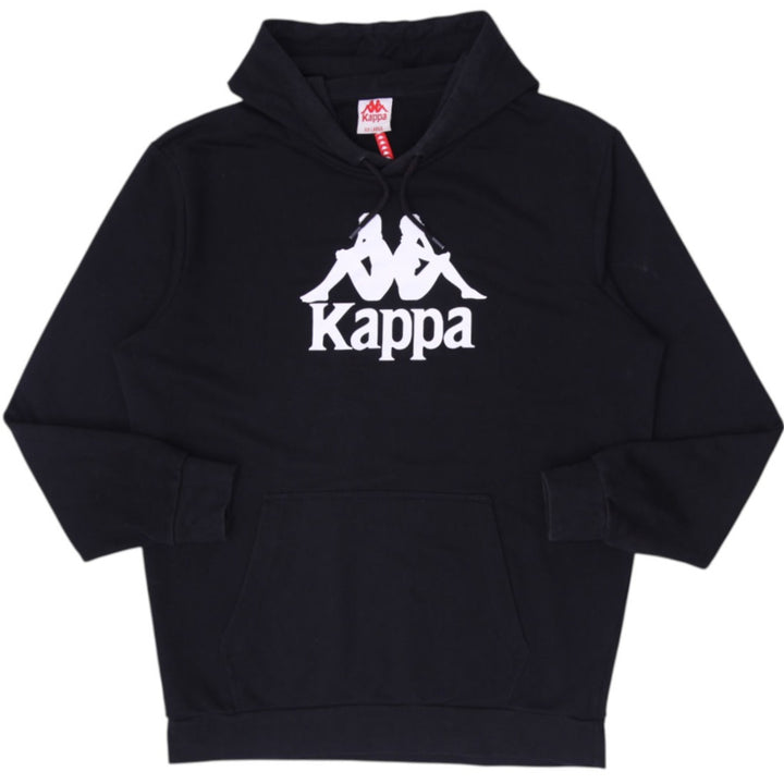 Mens Kappa Big Logo Fleece Pullover Hoodie Black XXL