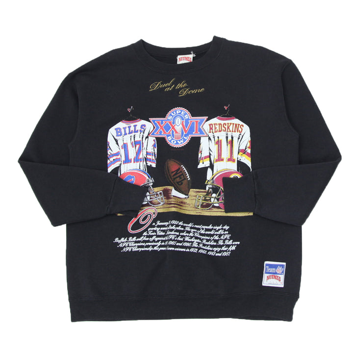 Vintage Nutmeg Mills Bills Vs Redskins Super Bowl Sweatshirt Made in USA