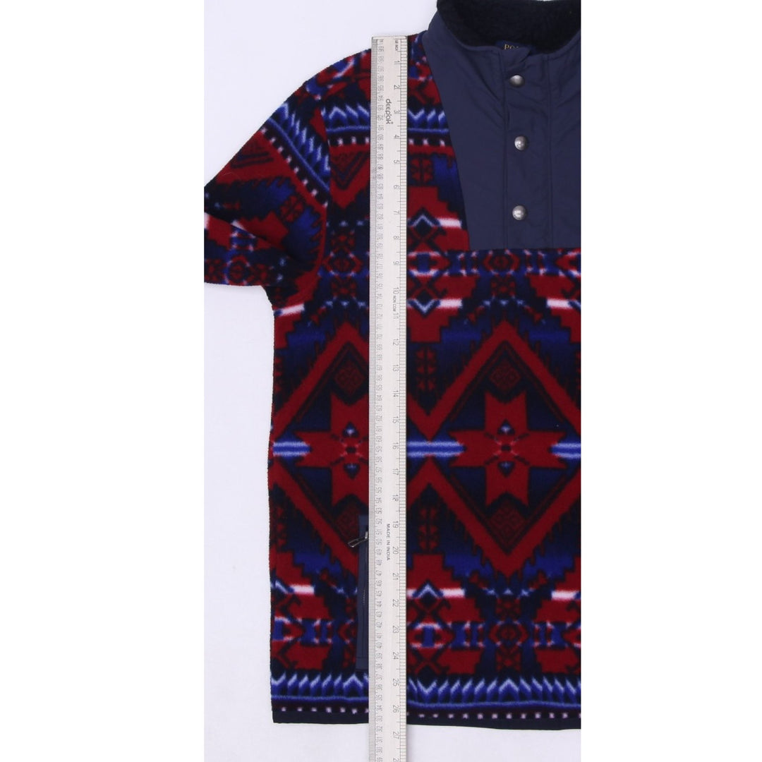 Mens Polo Ralph Lauren Red Blue Fleece Aztec Pattern Button Jacket | Migration_Jackets - View 6 | Fashion Rerun