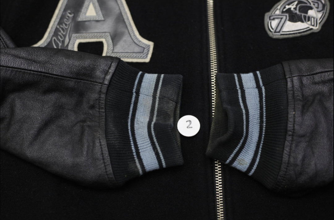 Vintage Mens Avirex Reversible Varsity Jacket Black Leather Patchwork | Migration_Jackets UAENAT20 - View 7 | Fashion Rerun