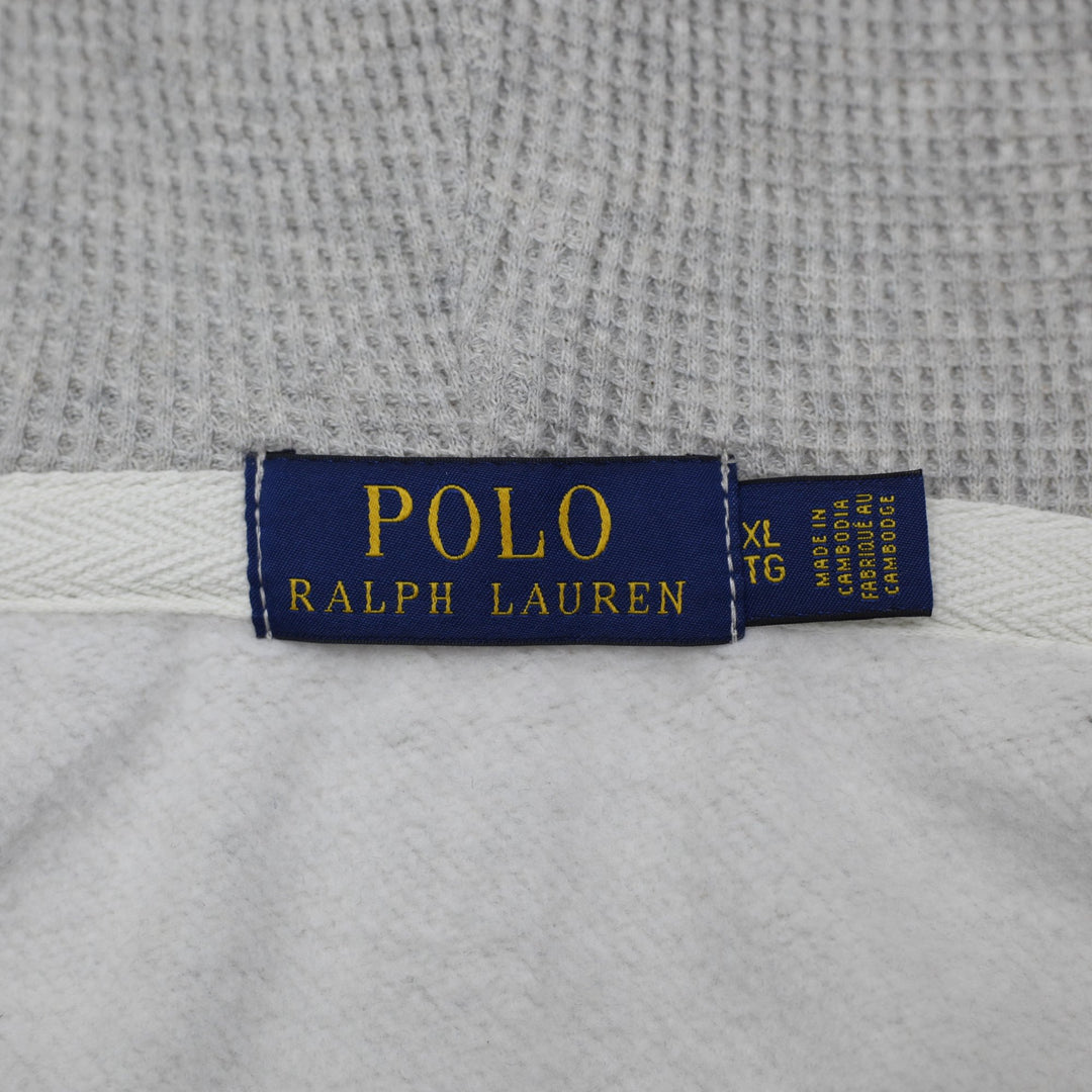 Mens Polo Ralph Lauren Zip Up Gray Pullover Hoodie Size XL