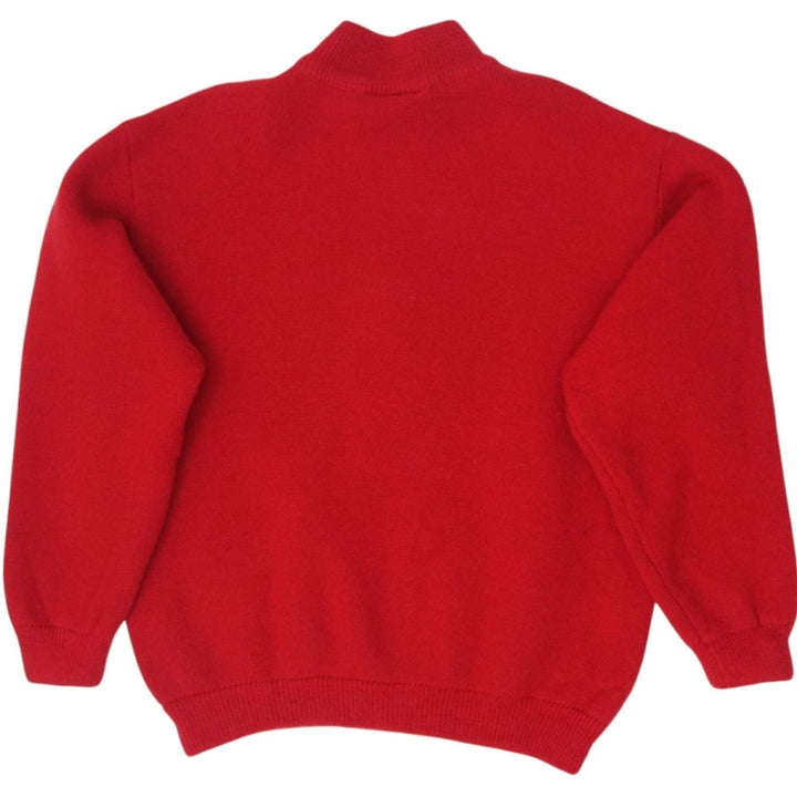 Vintage 1990s Patagonia Red Wool Knit Quarter Zip Ski Sweater