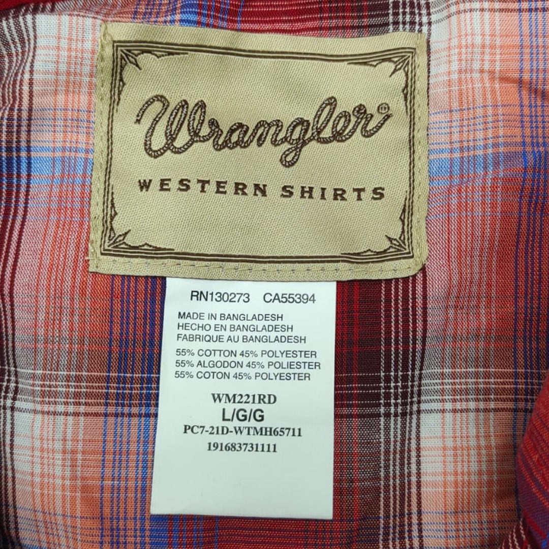 Vintage Wrangler Red Plaid Pearl Button Western Shirt Size L - Fashion Rerun Vintage Migration_Shirt