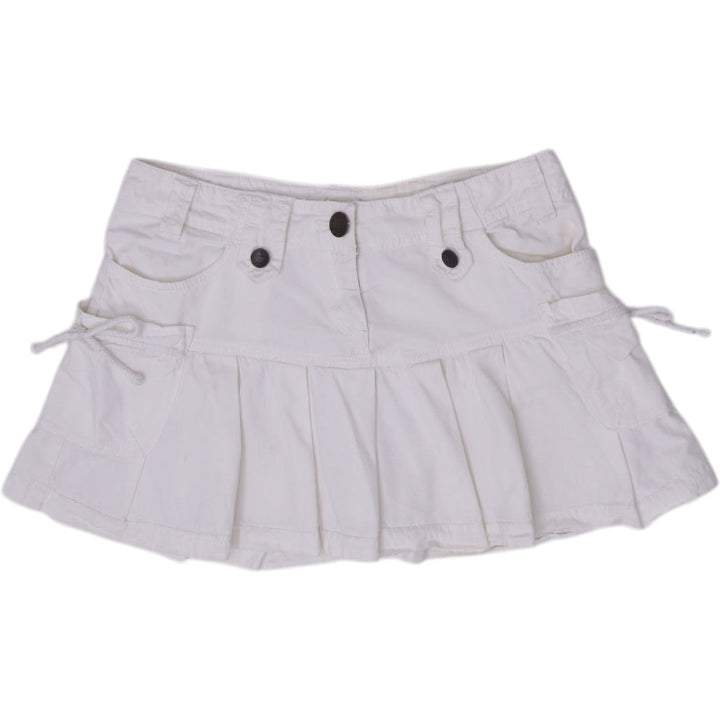 Y2K Ladies Mini Skirt Off White Cotton Pleated Casual