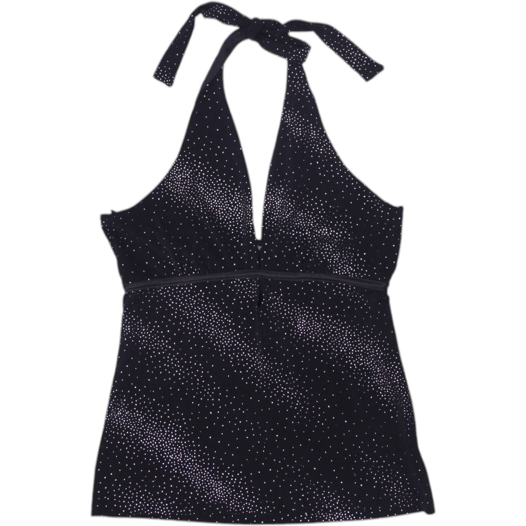 Y2K Ladies Le Chateau Glitter Sparkle Halter Top Size M