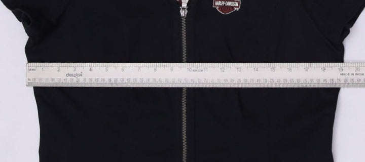 Y2K Ladies Harley Davidson Top Black Embroidered Logo Full Zip M | Migration_Y2K Tops - Alternate View | Fashion Rerun