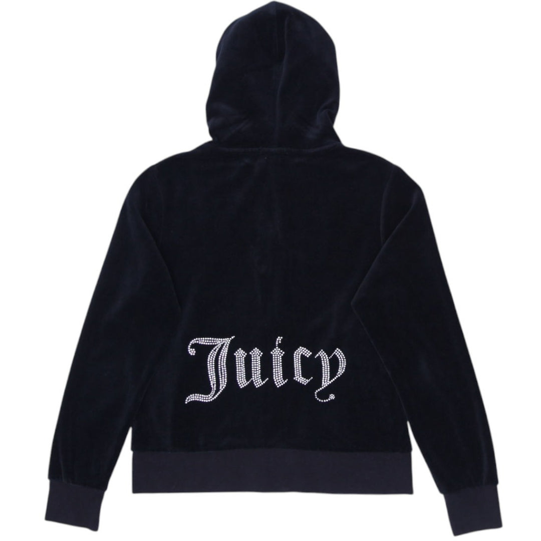Y2K Ladies Juicy Couture Black Label Velour Full Zip Hoodie