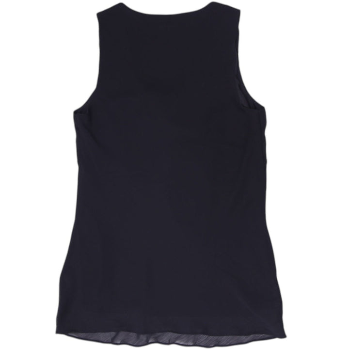 Y2K Ladies Jessica Black Chiffon Front-Tie V-Neck Tank Top Size 2