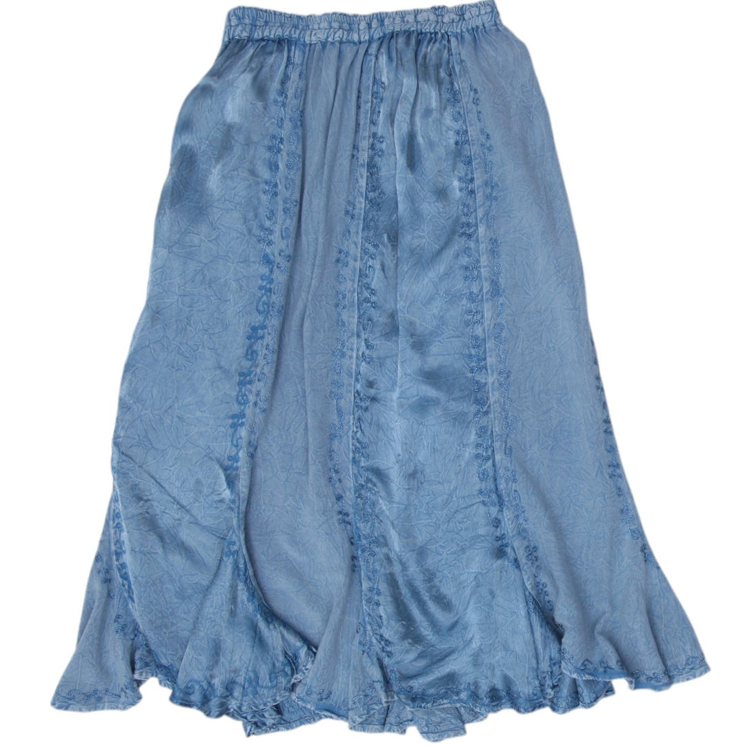 Y2K Ladies Unbranded Skirt Blue Embroidered Midi Rayon