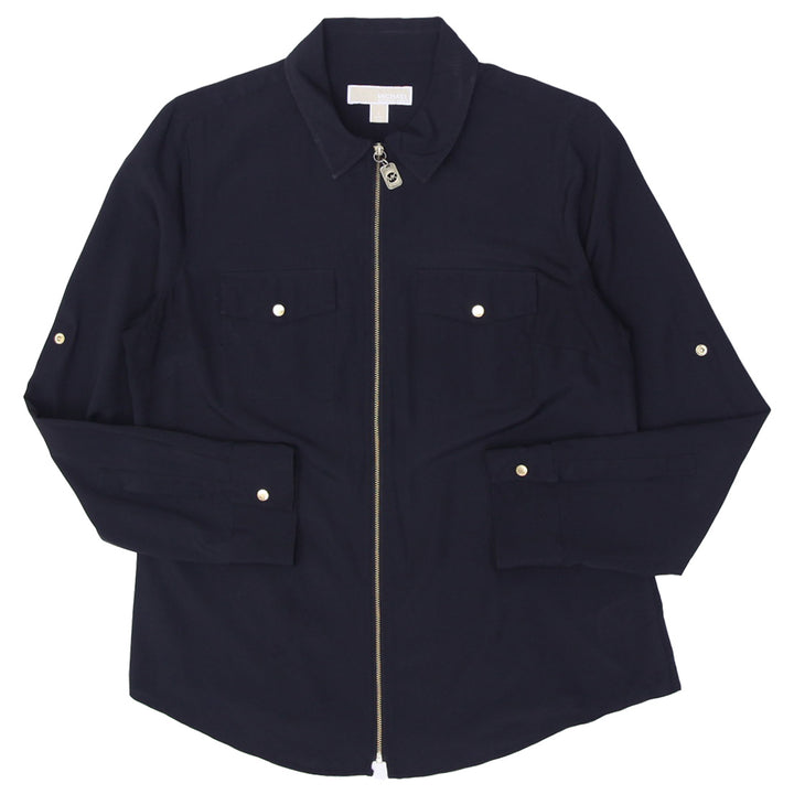 Ladies Michael Kors Black Full Zip Long Sleeve Blouse