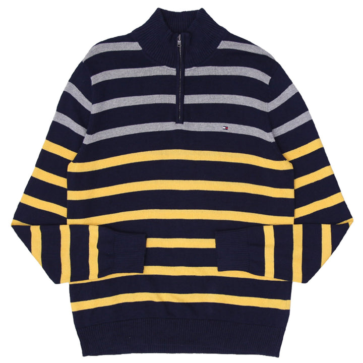 Mens Tommy Hilfiger Quarter Zip Striped Knitted Sweater