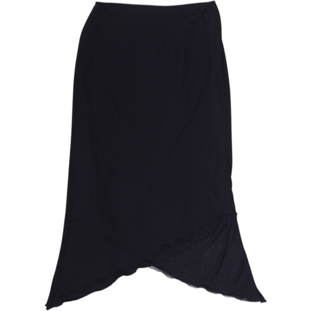Y2K Black Asymmetrical Maxi Skirt - Size 10 | Migration_Skirts - Side View | Fashion Rerun