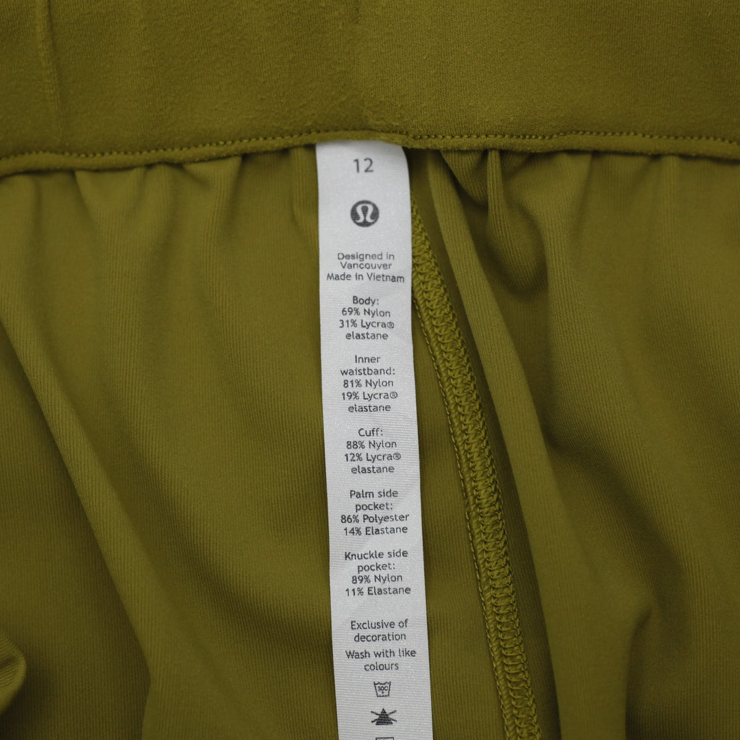 Ladies Lululemon High-Rise Drawstring Stretch Jogger Pants Olive Green Size 12