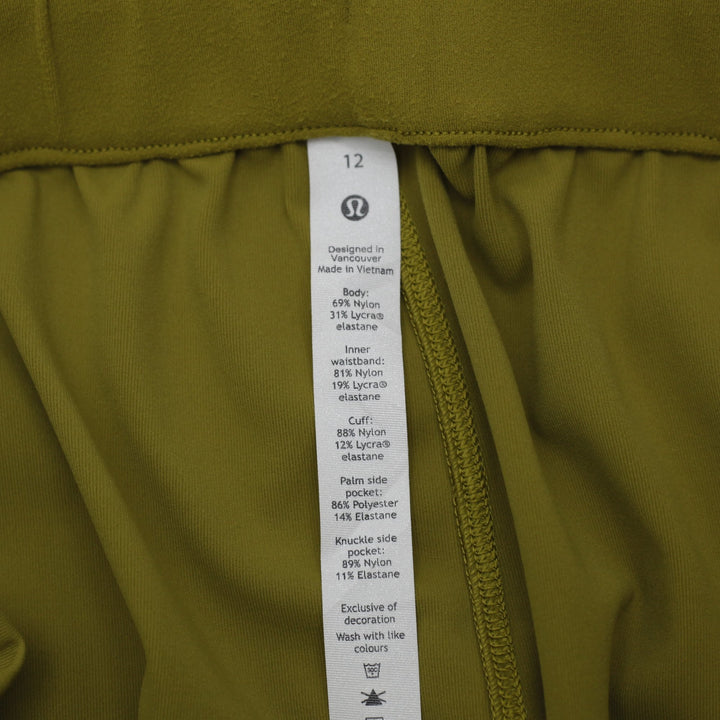 Ladies Lululemon High-Rise Drawstring Stretch Jogger Pants Olive Green Size 12
