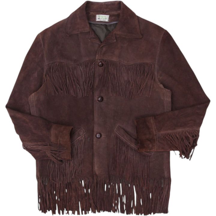 Vintage 70s Jacket Suede Fringe Western Cowboy Leather Brown
