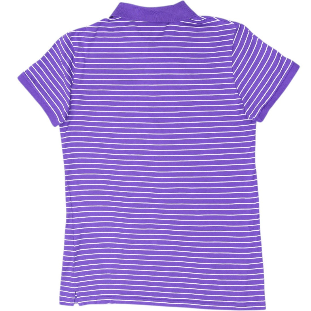 Ladies Ralph Lauren Golf Classic Golf Fit Striped Polo T-Shirt Purple Size S