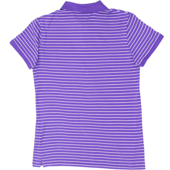 Ladies Ralph Lauren Golf Classic Golf Fit Striped Polo T-Shirt Purple Size S