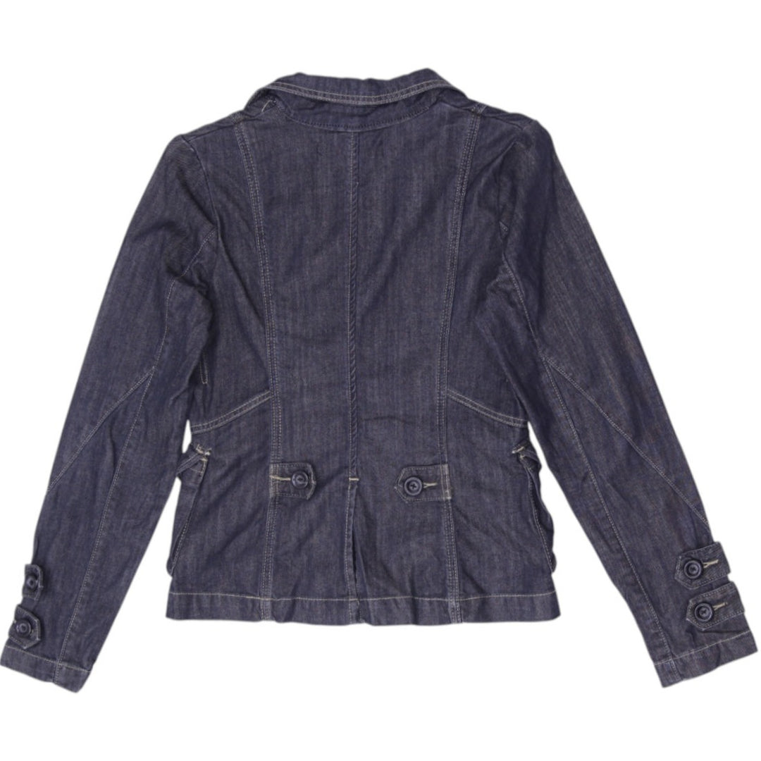 Y2K Ladies Point Zero Denim Button Front Tailored Fitted Jacket Size S
