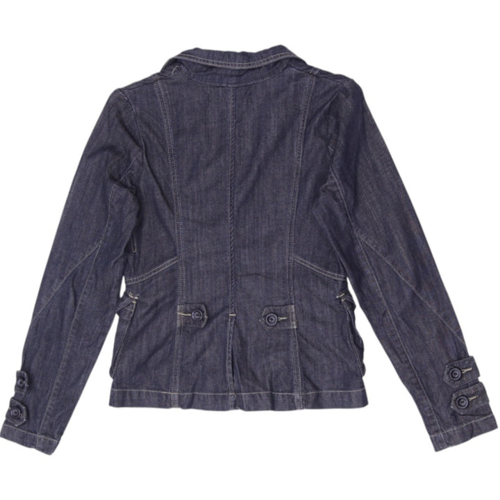Y2K Ladies Point Zero Denim Button Front Tailored Fitted Jacket Size S