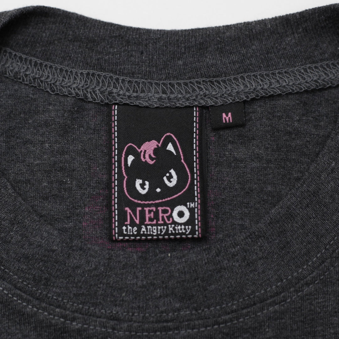 Y2K Ladies Nero The Angry Kitty Graphic Print T-Shirt Size M