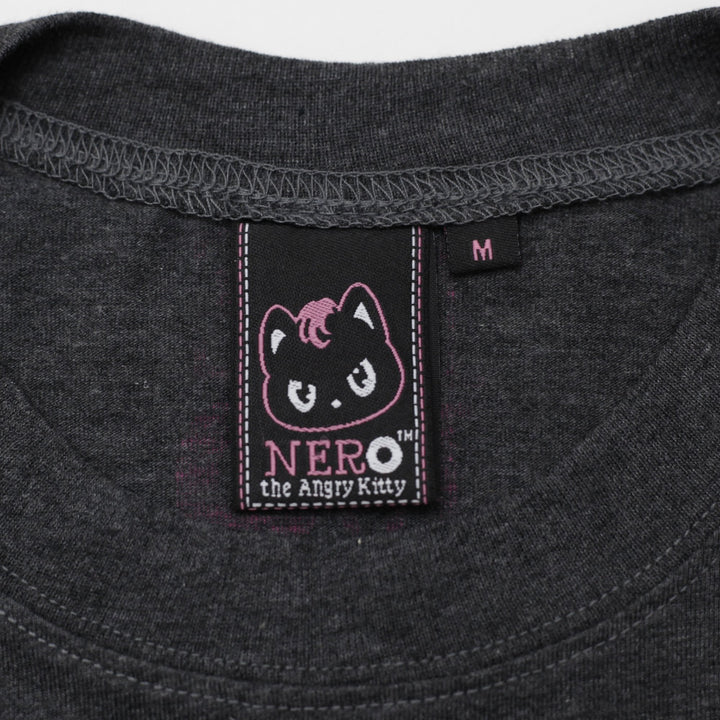 Y2K Ladies Nero The Angry Kitty Graphic Print T-Shirt Size M