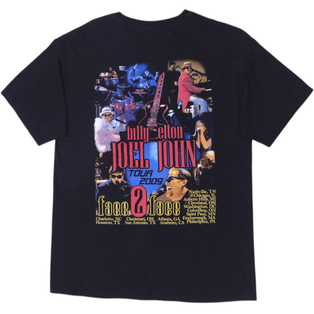 Vintage 2009 Billy Joel Elton John Face To Face Tour Concert Graphic T-Shirt L | Migration_T-Shirts - Side Vi | Fashion Rerun
