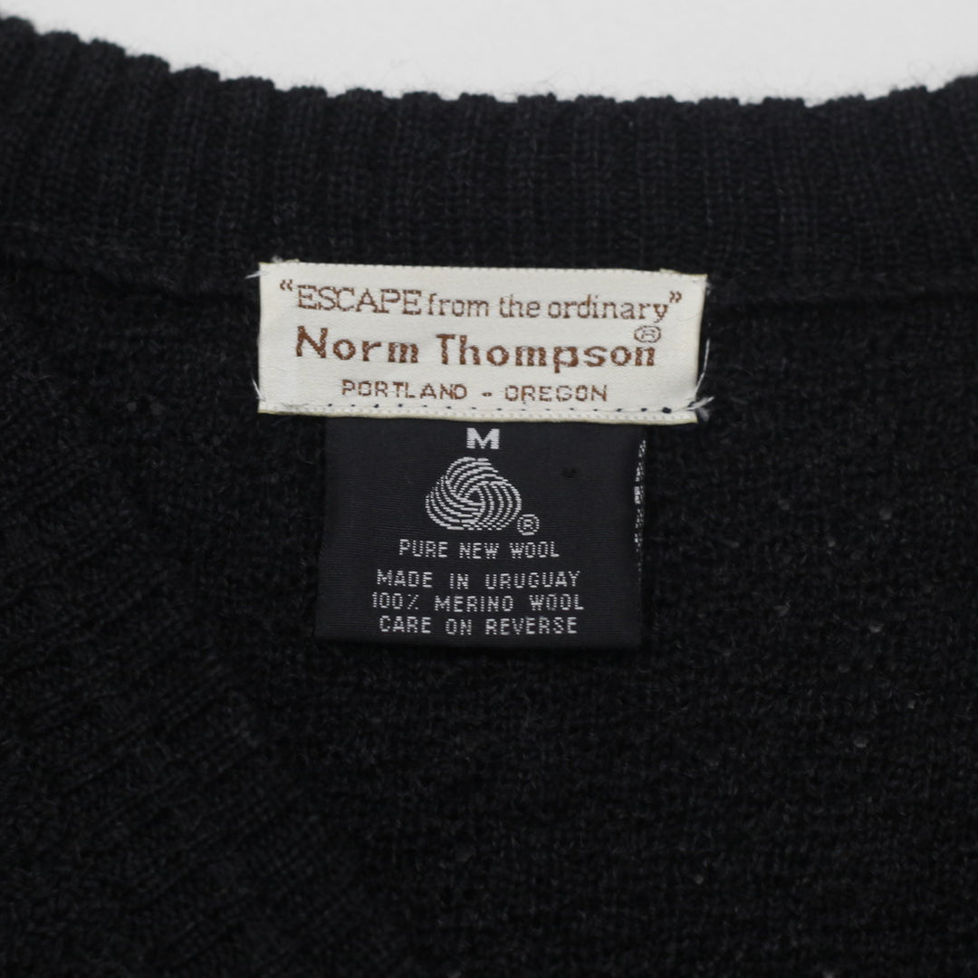 Vintage Norm Thompson 100% Merino Wool V-Neck Sweater - Black - Men's Size M - Fashion Rerun Vintage Migration_Sweaters