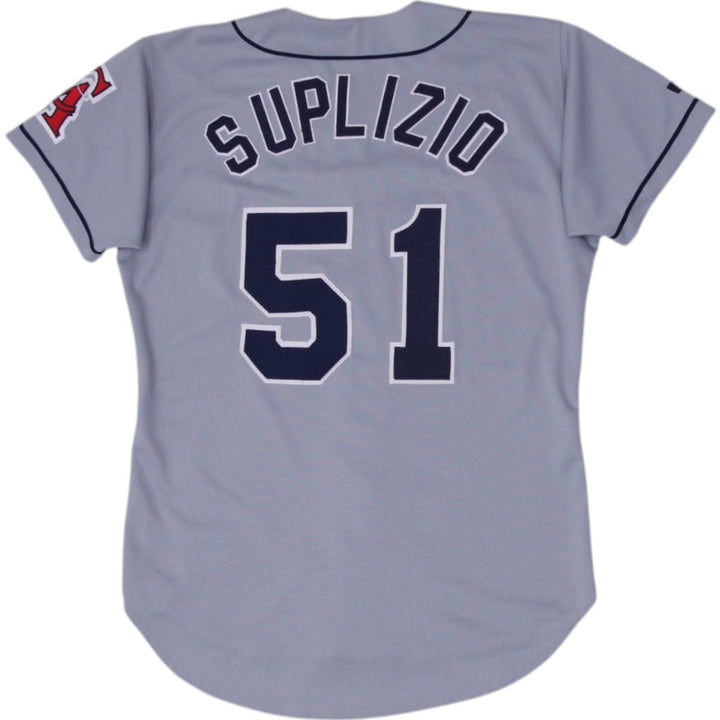 Vintage Mens Russell Athletic Angels Baseball Jersey Gray Team Logo | Migration_Jerseys - Side View | Fashion Rerun