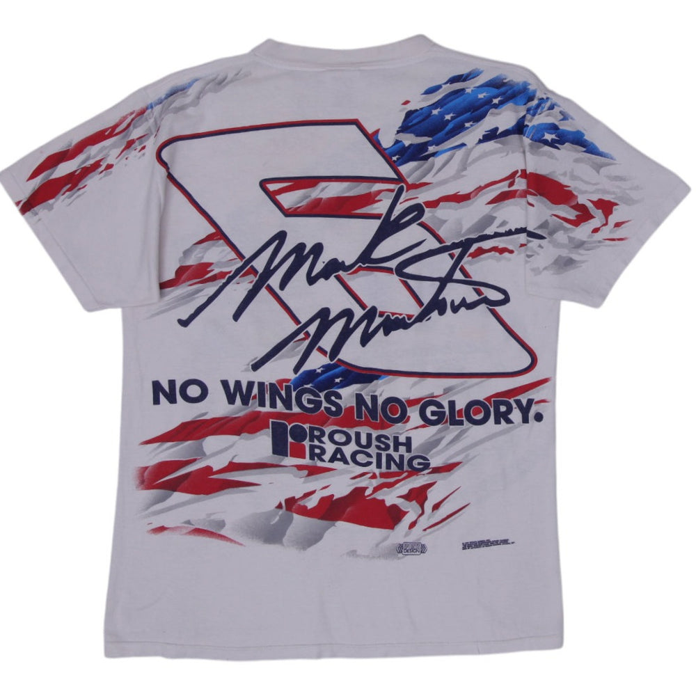 Vintage 1997 NASCAR Mark Martin 'No Wings No Glory' AOP T-Shirt Size L | Migration_T-Shirts - Side View | Fashion Rerun