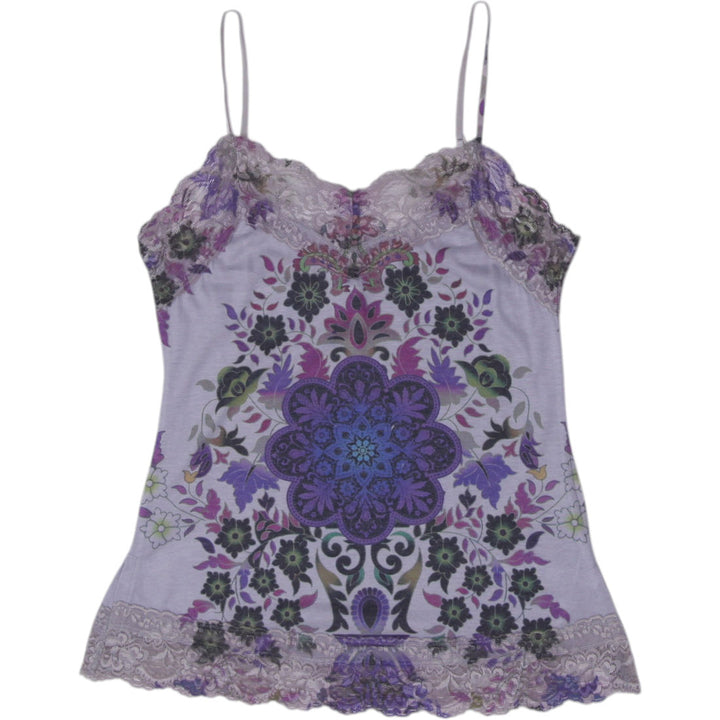 Y2K Ladies Weavers Lace Trim Cami Paisley Mandala Tank Top Size M