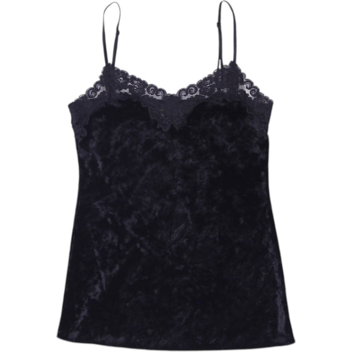 Y2K Ladies DKNY Jeans Velvet Lace Trim Camisole Tank Top Size XS