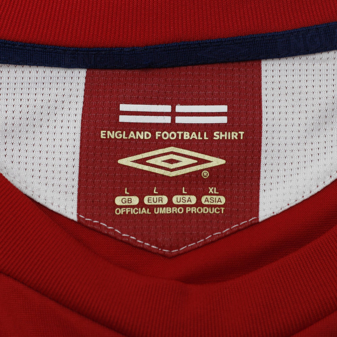 Mens England 2006-08 Away Football Jersey Umbro Red World Cup Size L