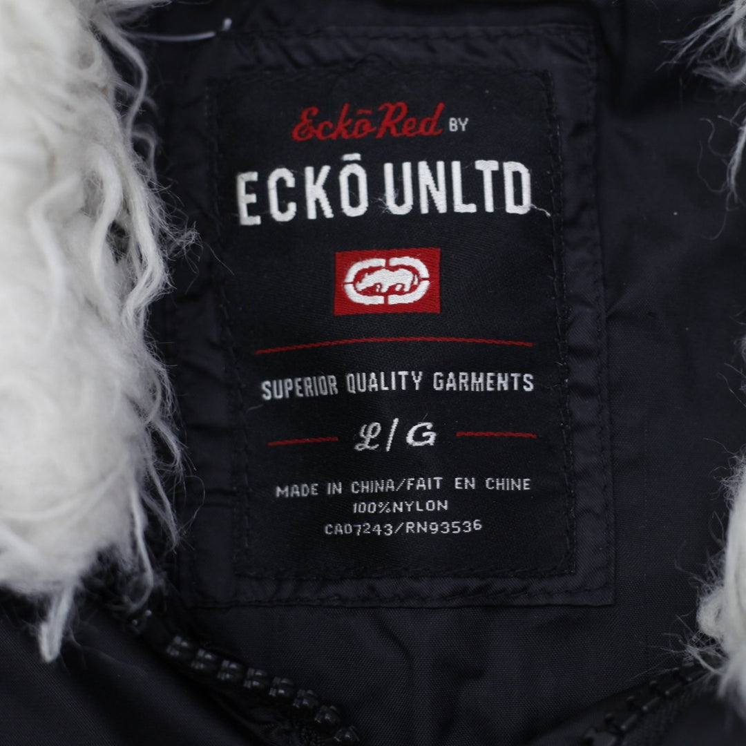 Ladies Ecko Unltd Fur Zip Up Hooded Puffer Jacket