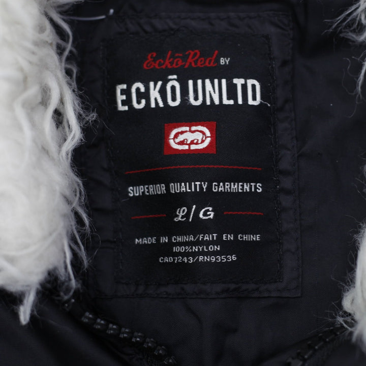 Ladies Ecko Unltd Fur Zip Up Hooded Puffer Jacket