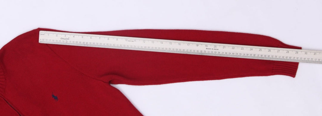 Vintage Polo By Ralph Lauren Quarter Zip Cotton Red Mock Neck Sweater Size L | Migration_Jumper & Knitwear RL | Fashion Rerun