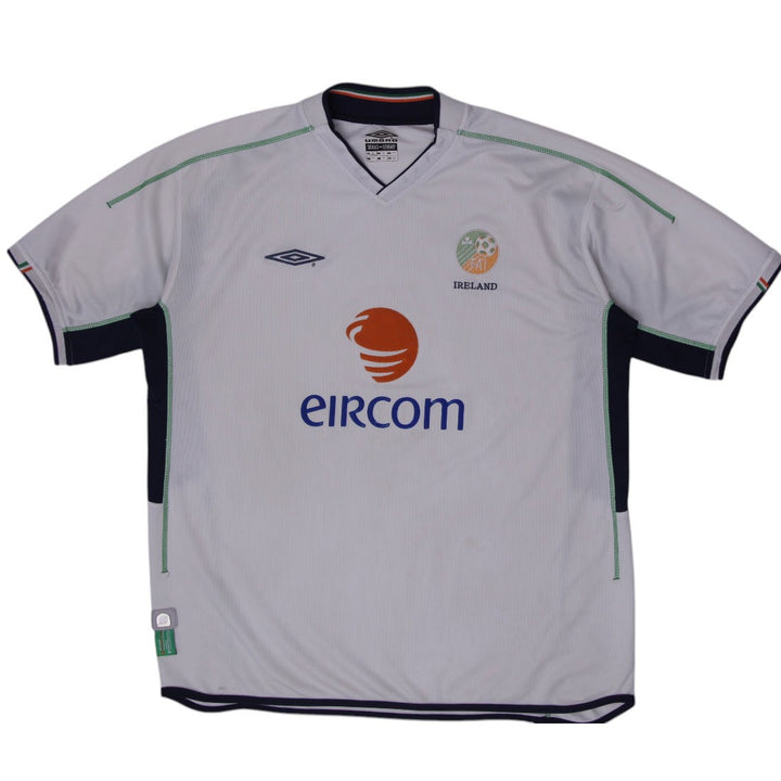 Vintage Mens Umbro Republic of Ireland 2002-04 Away Football Jersey White Eircom