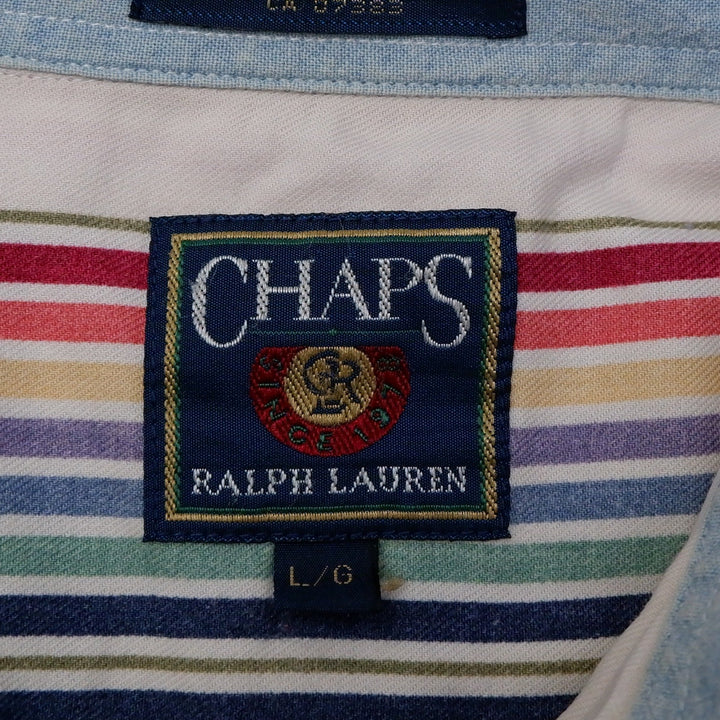 Vintage Chaps Ralph Lauren Striped Short Sleeve 100% Cotton Shirt | Migration_Shirts RL Collection - Back Vie | Fashion Rerun