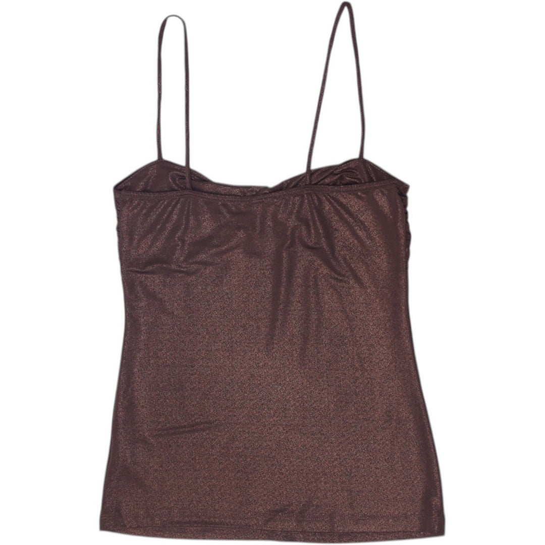 Y2K Ladies Sparkle Camisole Brown Spaghetti Strap Size S