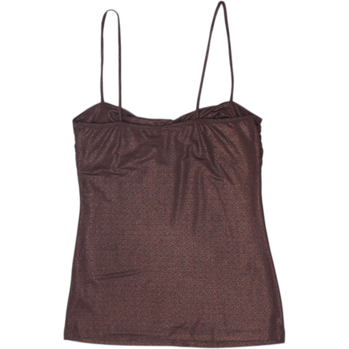 Y2K Ladies Sparkle Camisole Brown Spaghetti Strap Size S