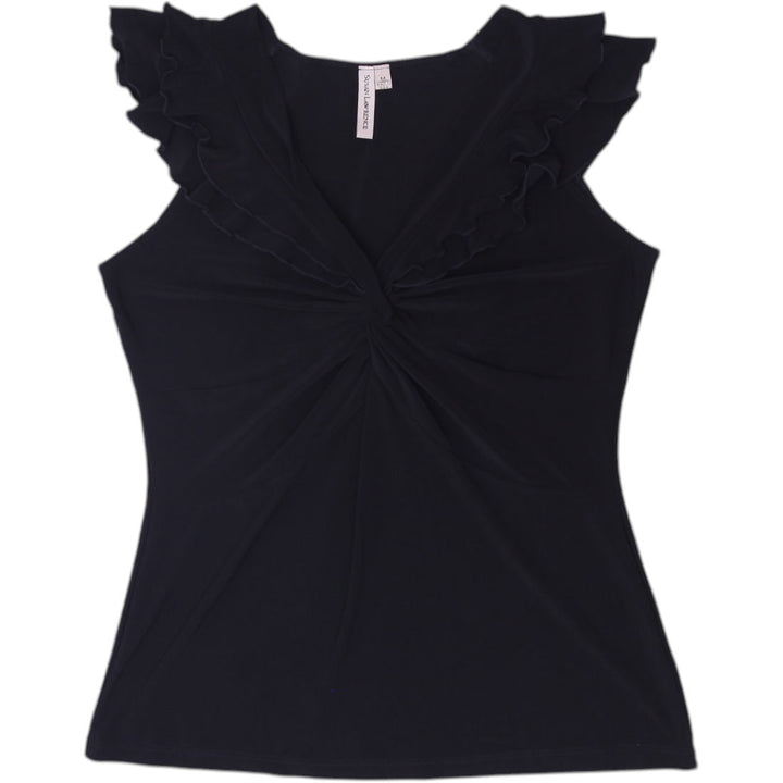 Y2K Ladies Twist Front Ruffle Sleeve Top Size M