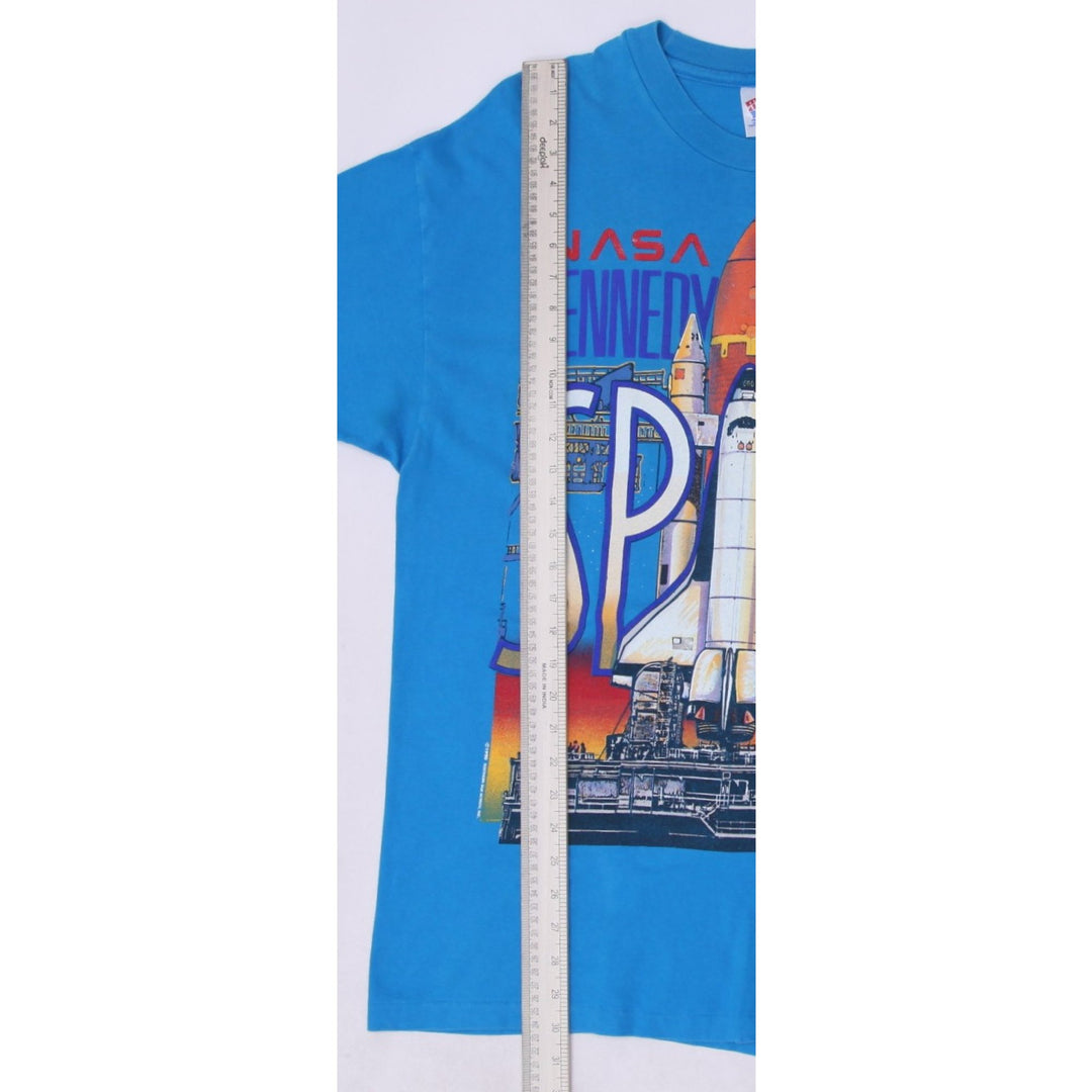 Vintage Hanes 90s NASA Kennedy Space Center 1990 Blue T-Shirt Size XL USA Made | Migration_T-Shirts - View 7 | Fashion Rerun