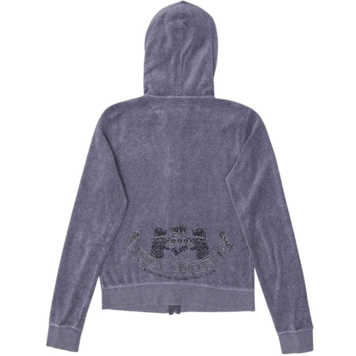 Y2K Ladies Juicy Couture Hoodie Gray Full Zip Velour Medium