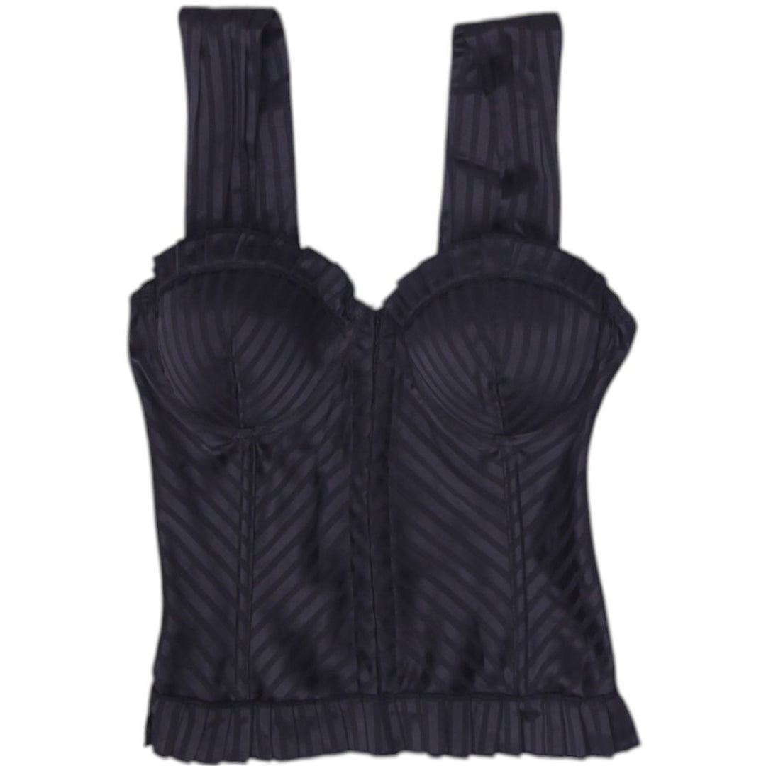 Y2K Ladies Entry Pinstripe Underwire Corset Bustier Top Size S