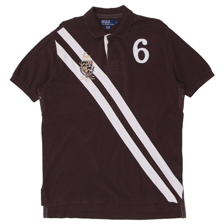 Vintage Mens Ralph Lauren Polo Brown Embroidered Golf Rugby Shirt
