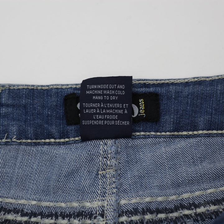 Y2K Womens Suko Jeans Blue Flare Denim Contrast Stitching Size 8