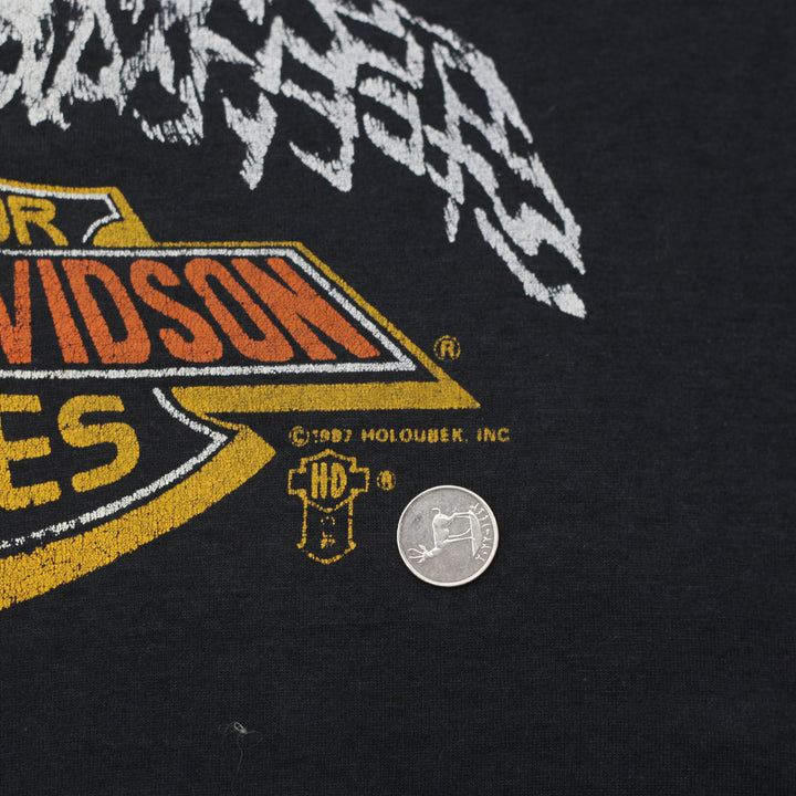 1987 Vintage Holoubek  Harley Davidson Motorcycles Eagle T-Shirt S.Stitch - Fashion Rerun Vintage Migration_T-Shirt
