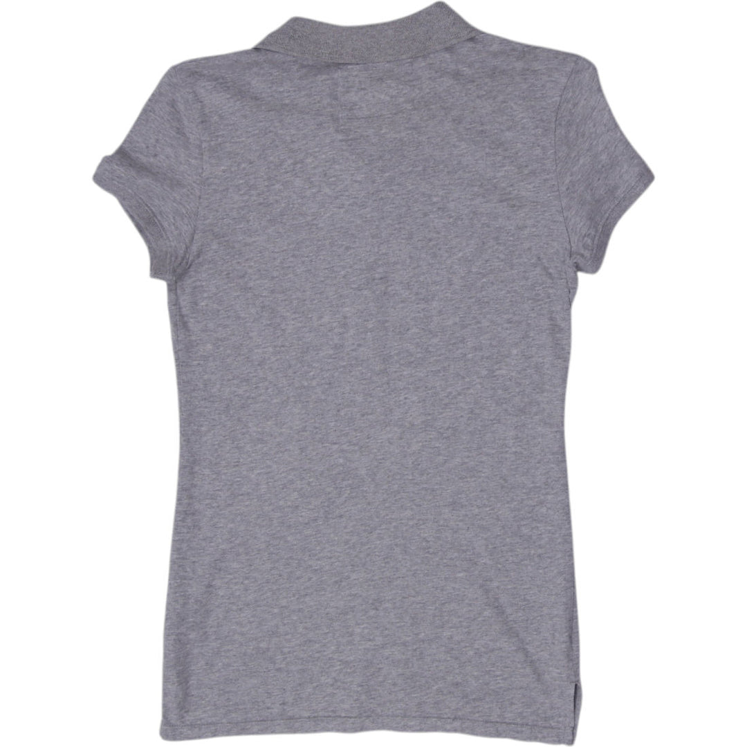 Y2K Ladies Aeropostale Polo Shirt Gray Graphic Print