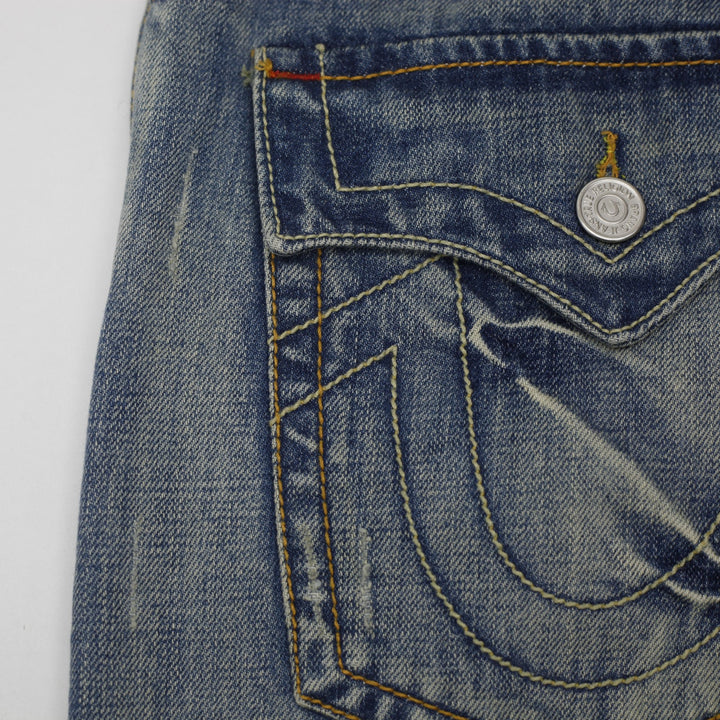 Y2K Mens True Religion Joey Flap Pocket Blue Denim Jeans Size 36x33