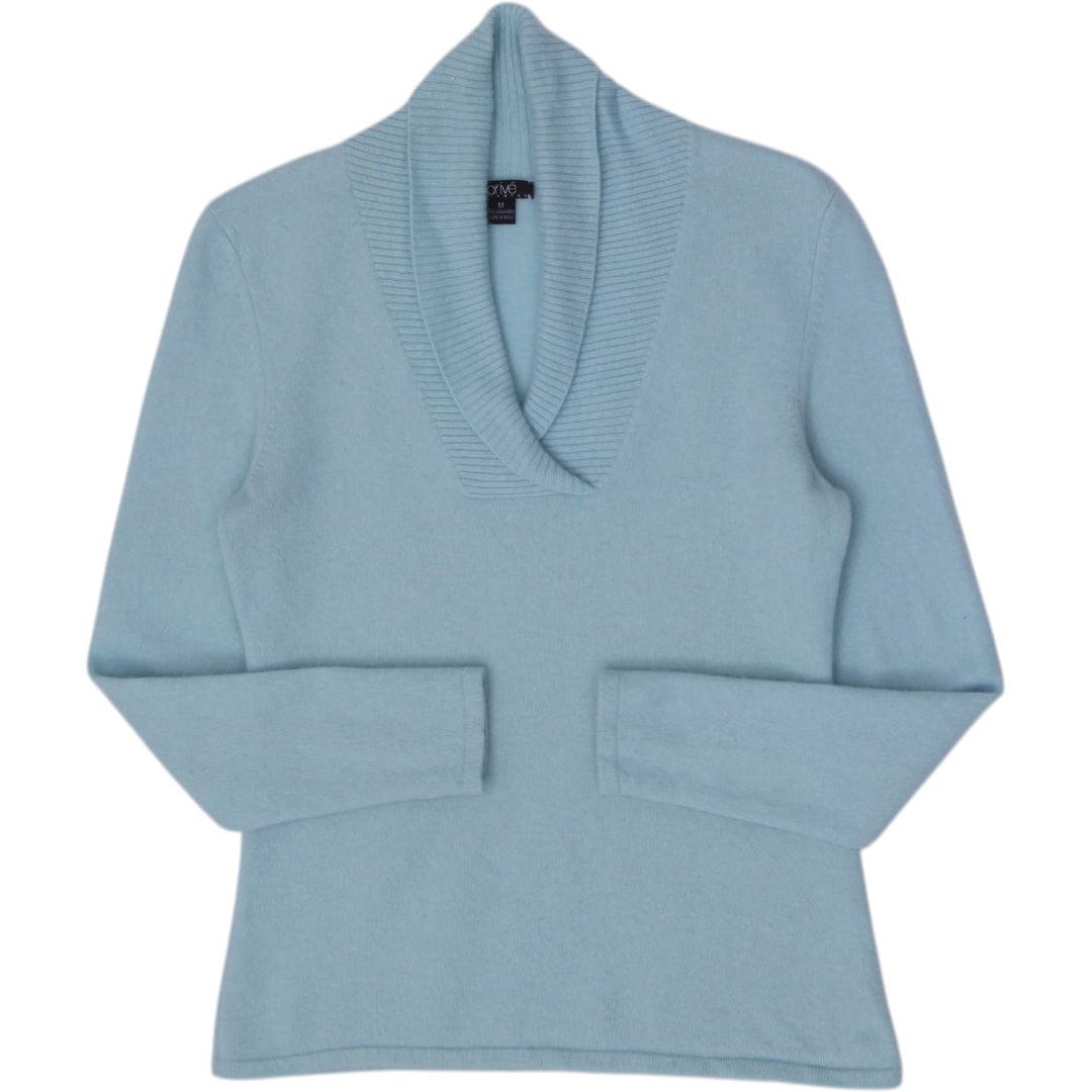 Ladies Prive 100% Cashmere Shawl Collar V-Neck Sweater Size M